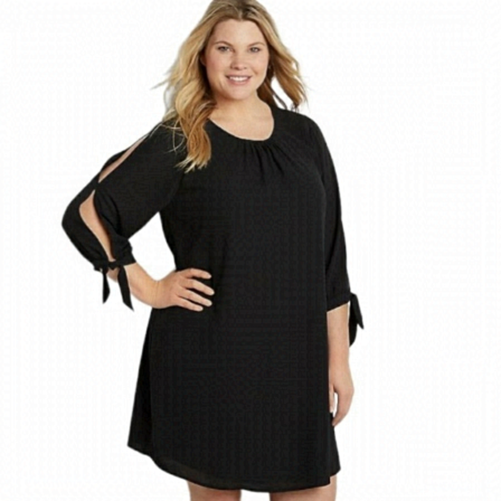 MAURICES Black shift dress with slit long sleeves and high neck size XXXL
